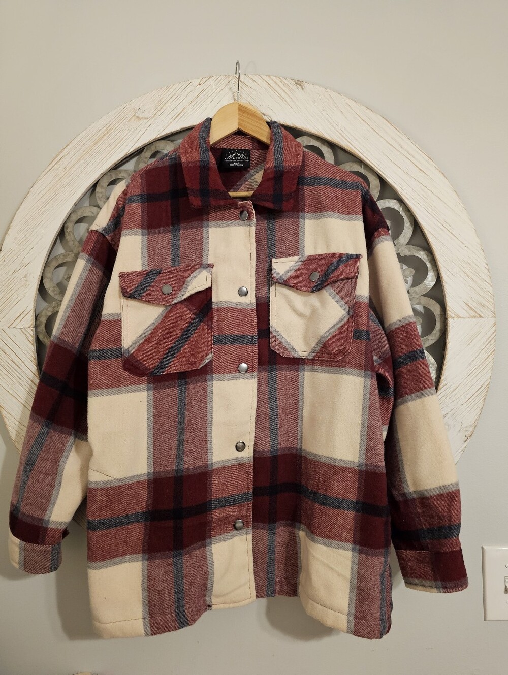 HFX Plaid Snap-Front Shacket